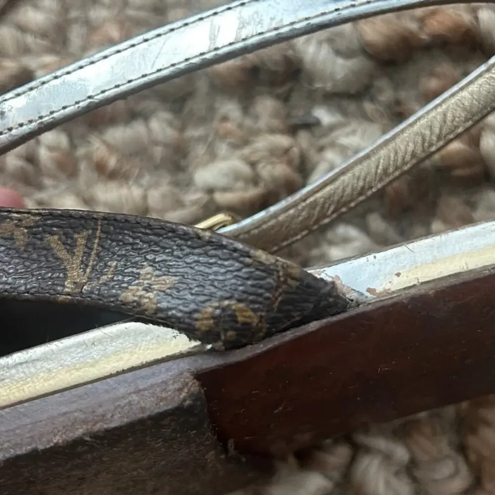Louis Vuitton Sandals 41/US11 Brown Gold Monogram Strappy READ Repair Project - Picture 10 of 16